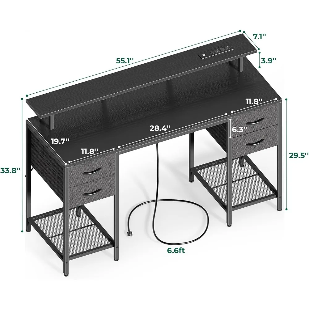55 Inch Computer Desk 4 Drawer - Office Furniture Outlet review and price