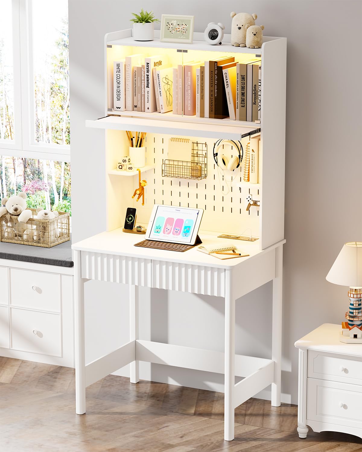 White Desk with Outlets,Small  - Office Furniture Outlet review and price