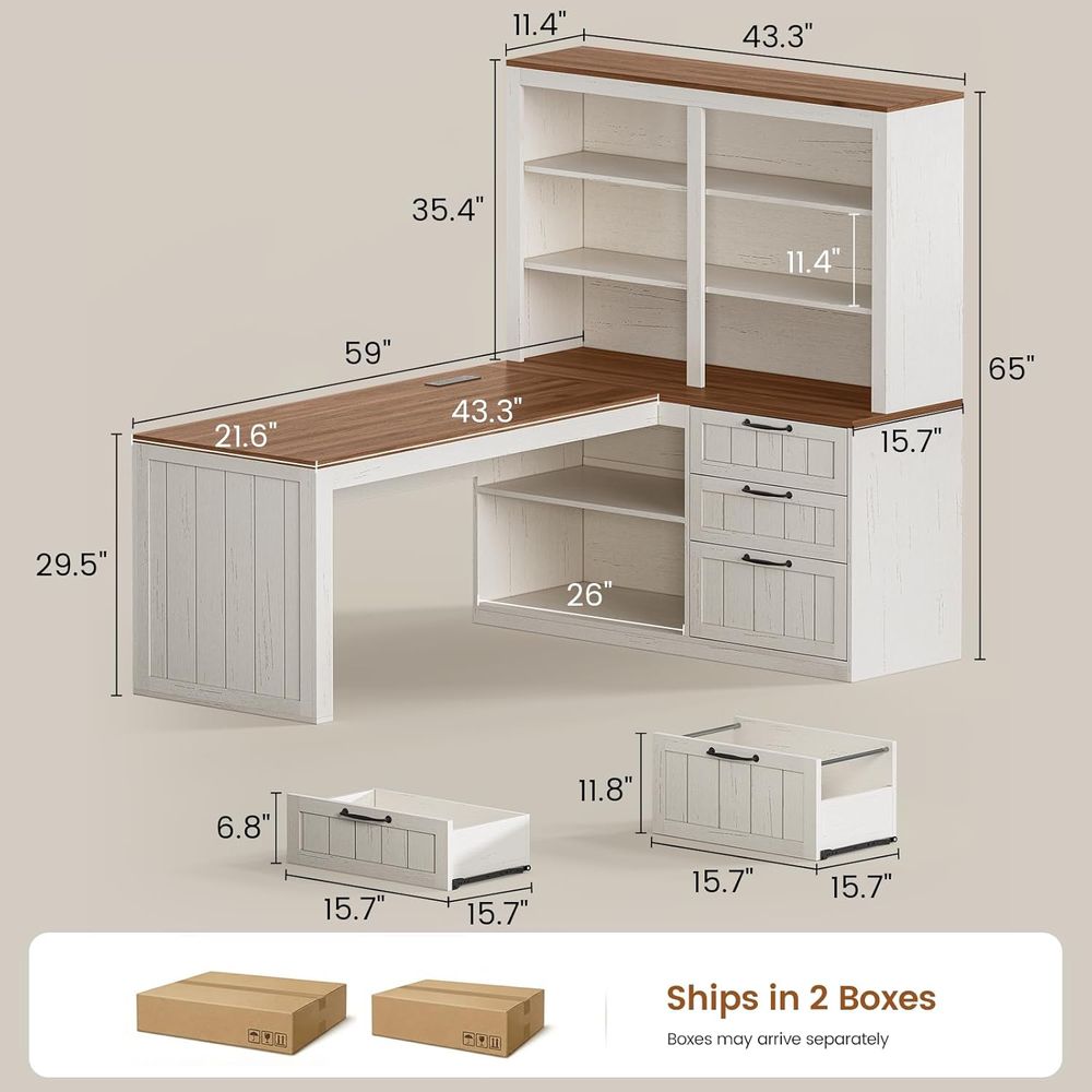 L-Shaped 59 Wooden Office Desk - Office Furniture Outlet review and price
