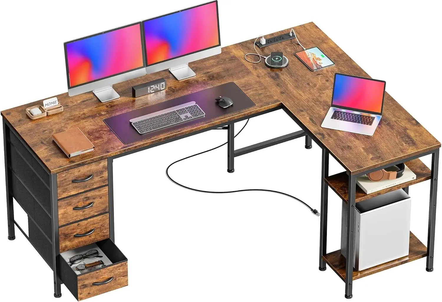55 Inch L Shaped Desk with Fab - Office Furniture Outlet review and price