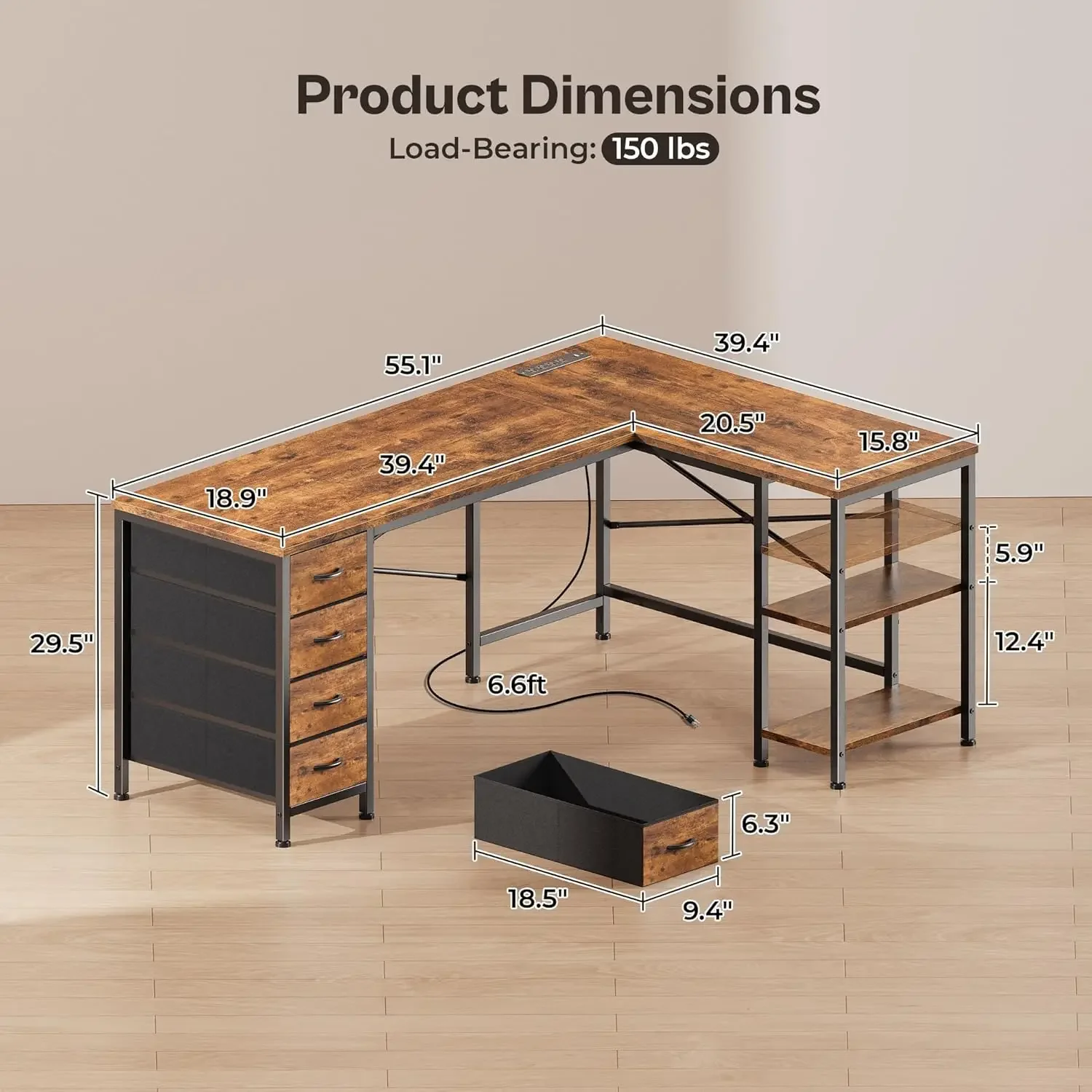 55 Inch L Shaped Desk with Fab - Office Furniture Outlet review and price